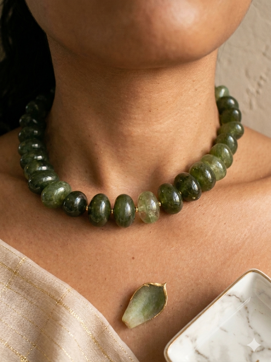 Collier en perles de résine ovales